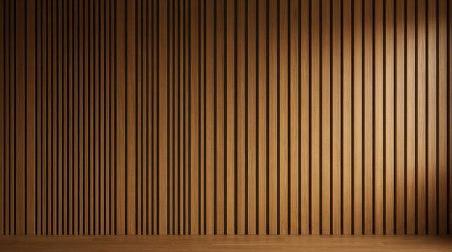 Vertical brown wooden slats creating a seamless striped pattern for natural wood panels wall texture.