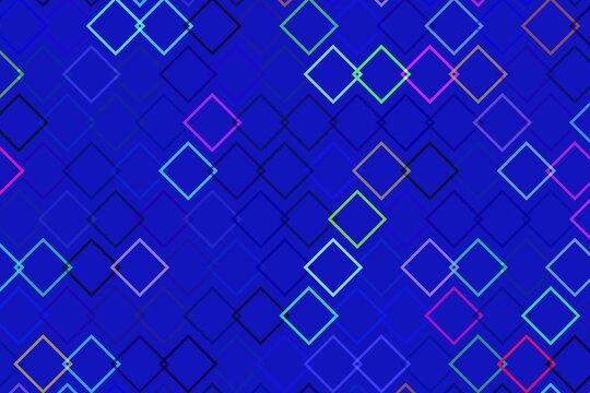 Digital abstract background with glowing neon squares