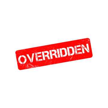 Red overridden rubber stamp on white background, grunge textured ink stamp, business decision concept graphic