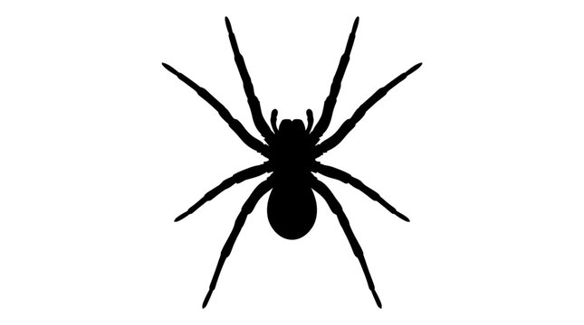 Halloween Black spider silhouette vector, creepy arachnid icon for Halloween design, minimalist spider graphic isolated on white background vector