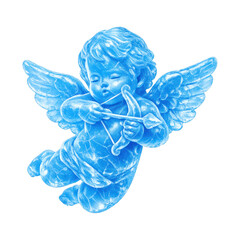 Obraz premium PNG Blue cherub with bow.