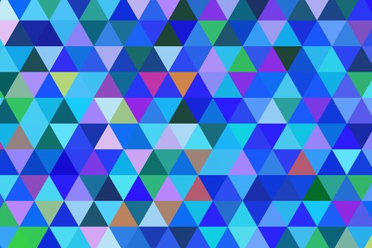 Colorful geometric triangles pattern with blue green shades