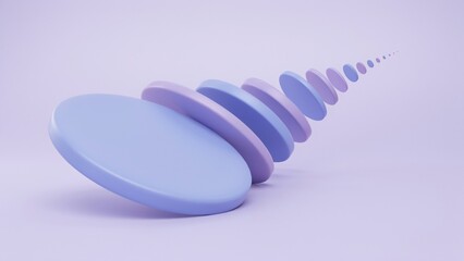3d render of floating discs in a diminishing perspective line