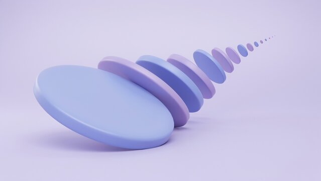 3d render of floating discs in a diminishing perspective line