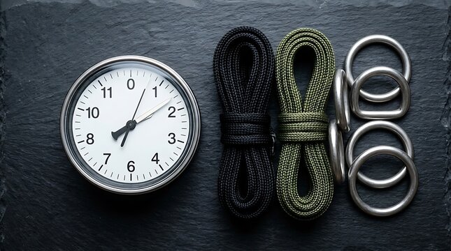 Analog Clock with Paracord Coils and Metal D-Rings