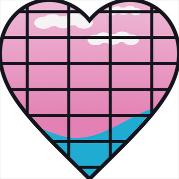 Abstract heart shape with landscapes inside 