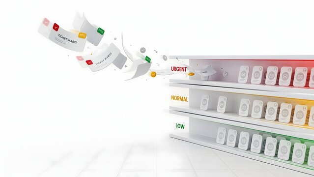Automated support ticket sorting visualization in 3D &ndash; Great for customer care systems, priority management, or service desk tech.