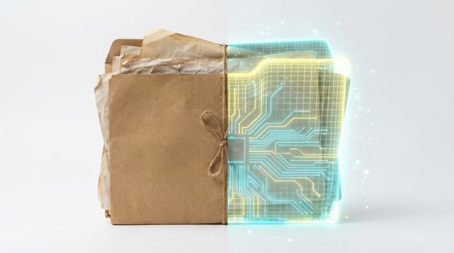 Legacy Paper Folder Tied Transforming into Digital Data Storage