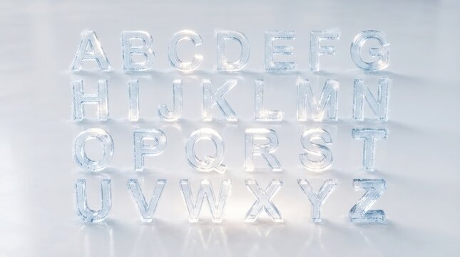 Clear 3d ice block alphabet letters a to z