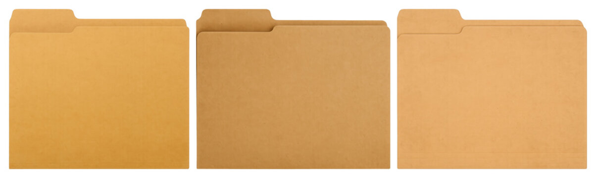 PNG Three brown file folders aligned, transparent background