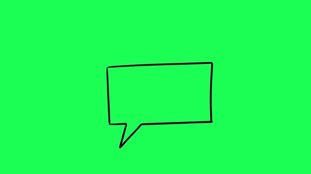 Hand drawn speech bubble on a bright green background