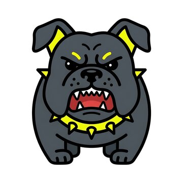 Pixel Art Illustration of an Angry Bulldog with Yellow Collar and Spikes