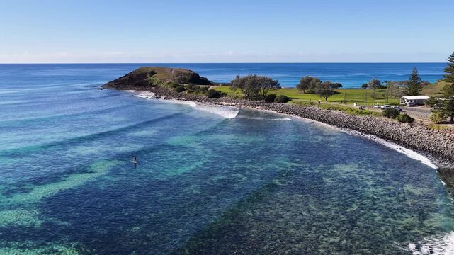 Aerial View of Turquoise Ocean Waves at Crescent Head