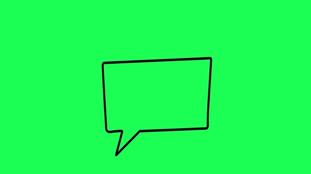 Hand drawn rectangular speech bubble on a bright green background