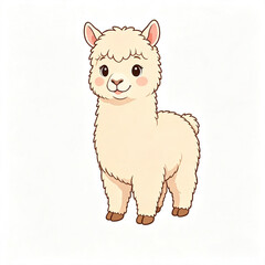 Cute fluffy alpaca cartoon vector © Vivien Pratiwi