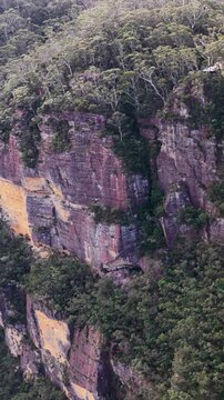 Aerial View of Sandstone Cliffs in Blue Mountains National Park