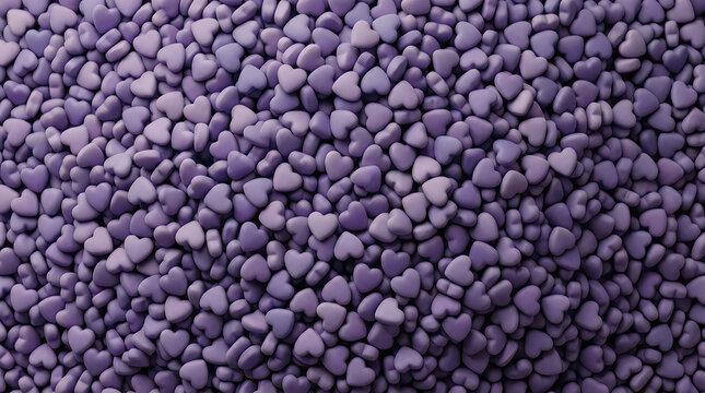 Many small grey and purple heart shapes arranged in a dense textured pattern