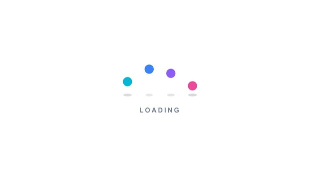 Colorful bouncing dots loading animation video. Minimalist preloader indicator for website interface and mobile app motion graphics template