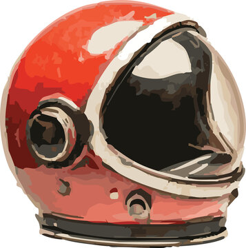 Retro Red Astronaut Space Helmet For Outer Space Mission Cosmic Exploration