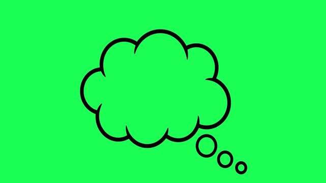 Comic book style thought bubble on a bright green background