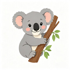 Cute koala clinging to a tree branch vector  © Vivien Pratiwi