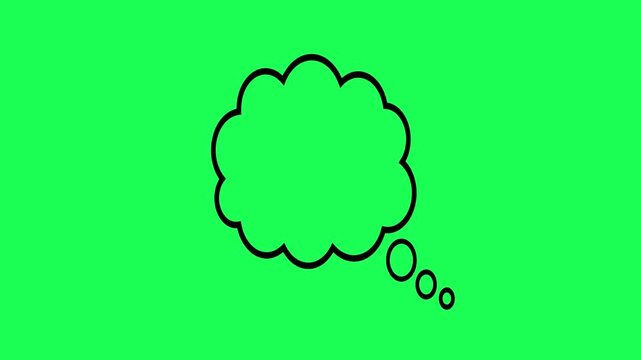 Blank thought bubble icon isolated on a bright green background