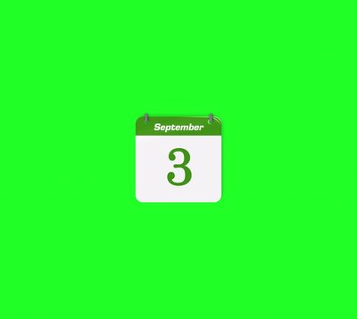 Flip date 3 to 4 September daily calendar page icon isolated
