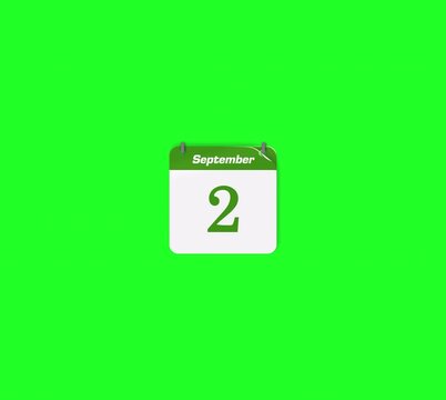 Flip date 2 to 3 September daily calendar page icon isolated