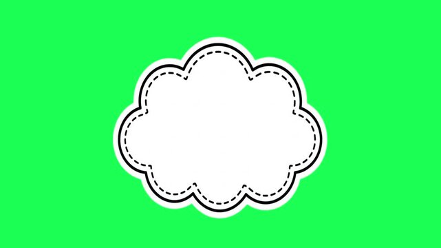 White speech bubble with dashed border on green background