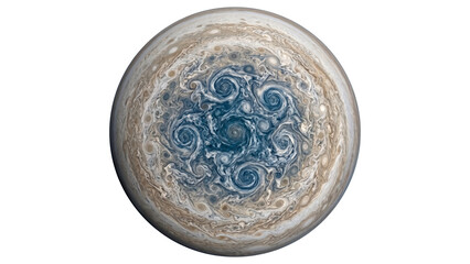 Jupiter's Great Red Spot and swirling cloud patterns, atmospheric vortex of gas giant planet, deep space view of turbulent weather systems, majestic planet © ATIQULISLAM