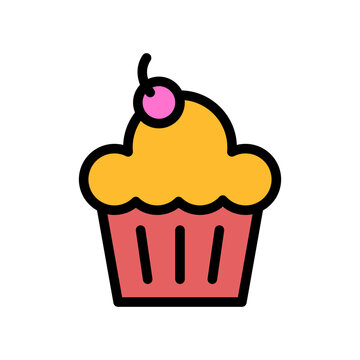 Cupcake Line Color Icon