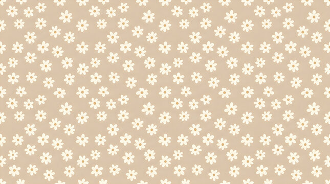 Seamless pattern with small white flowers on a soft green background