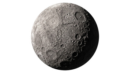Moon sphere with detailed crater surface texture isolated on transparent background showing planetary body for astronomy education and science space project visual art © ATIQULISLAM