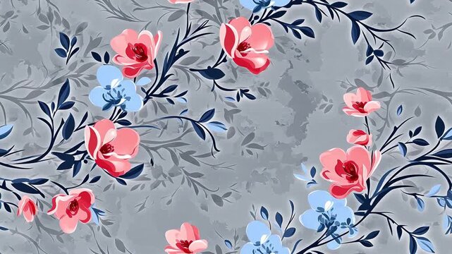 Digital painting of ink roses print pattern flower abstract  background