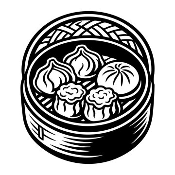 Dim sum vector silhouette