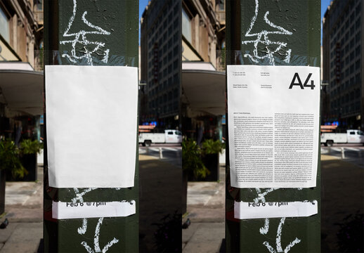 Mockup Of Customizable A4 Poster In City