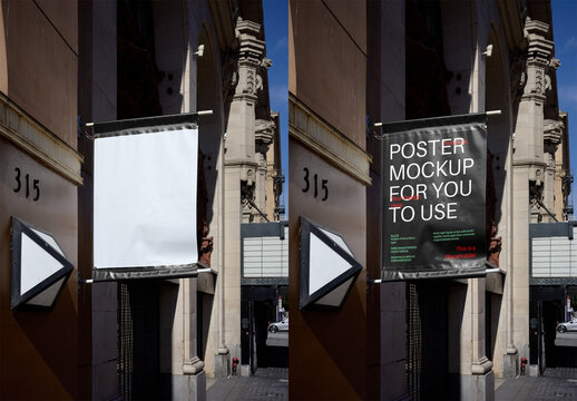 Mockup Of Customized Banner Outside Building