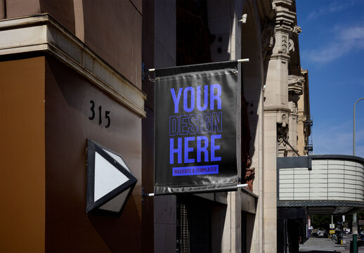 Mockup Of Customizable Banner Outside Building