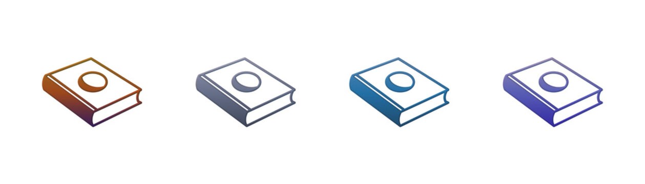 Book icon set with isometric gradient style for education and library web