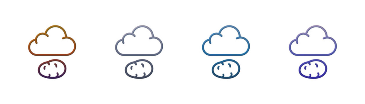 Potato cloud icon set with gradient outline style for food web design