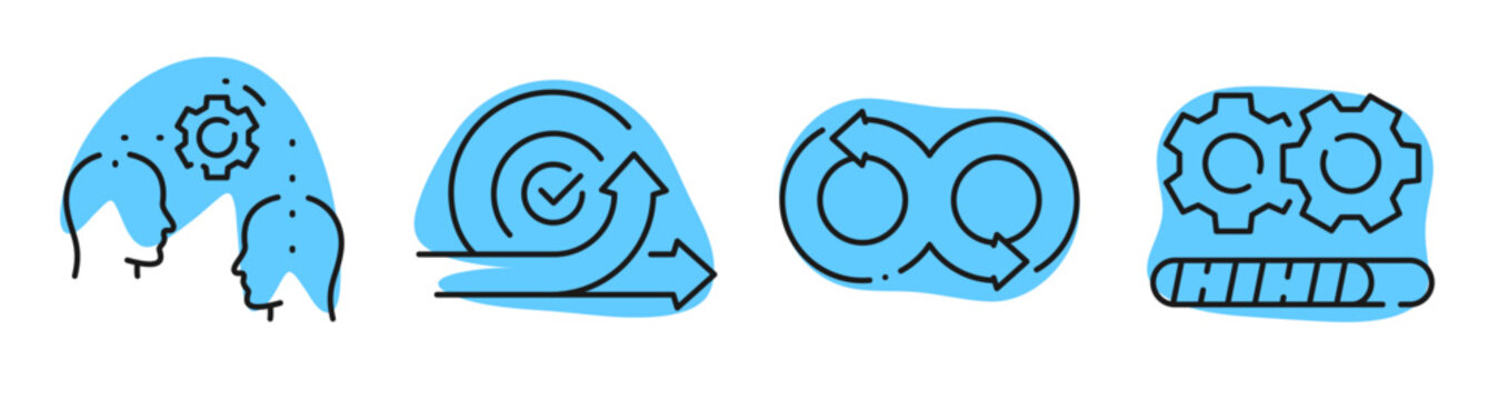 Concept icons showing collaboration process and iterative workflow. Editable stroke