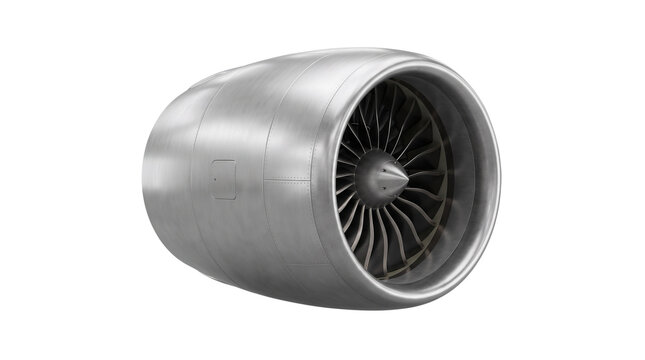 Modern Jet Engine Turbofan Turbine Component Isolated Element, Realistic Metallic Airplane Aircraft Motor 3D Cutout PNG