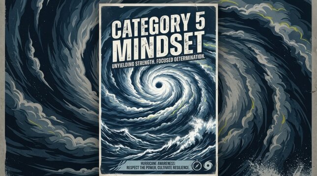Category 5 Mindset Cyclone Illustration and Resilience Concept