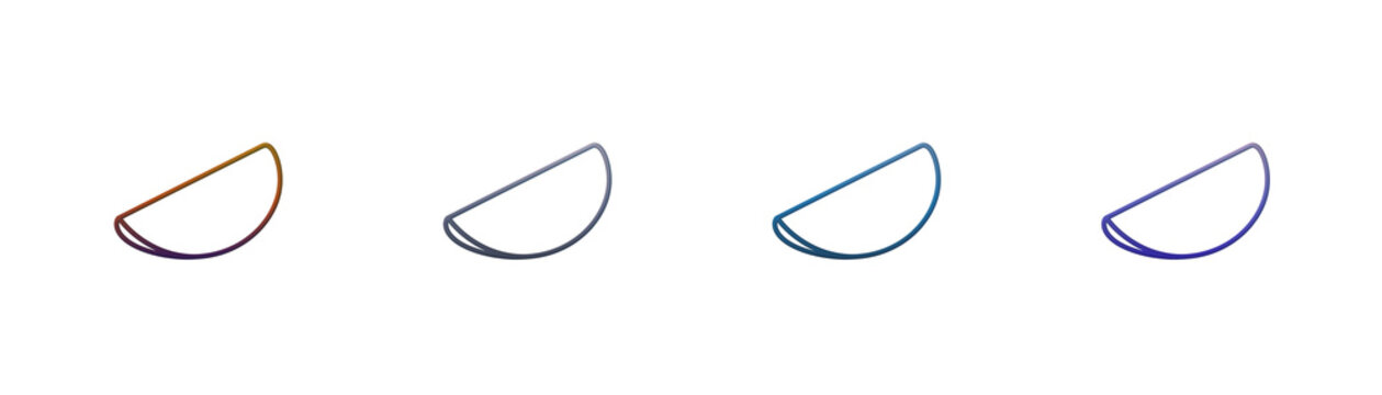 Semicircle line icons set with gradient colors for modern web interface