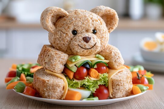 Cute teddy bear sandwich for kids lunch fun food art creative meal