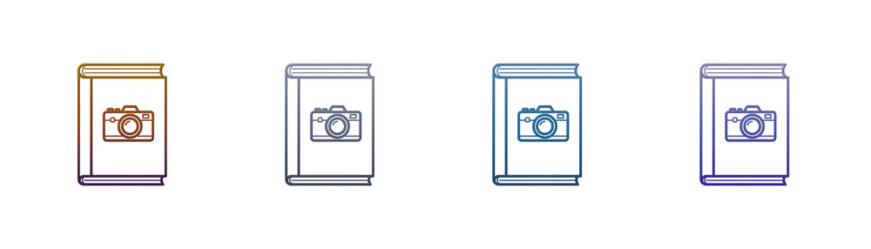 Photography Book Icon Set with Gradient Outline Style for Web Design
