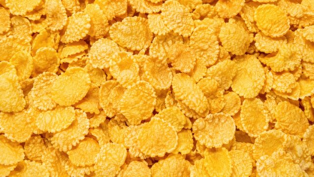 Crunchy Golden Corn Flakes Breakfast Cereal Full Frame Food Texture Background