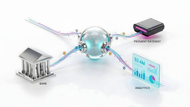 Fiber optic fintech network &ndash; Suitable for global finance, payment integration, and money transfer.
