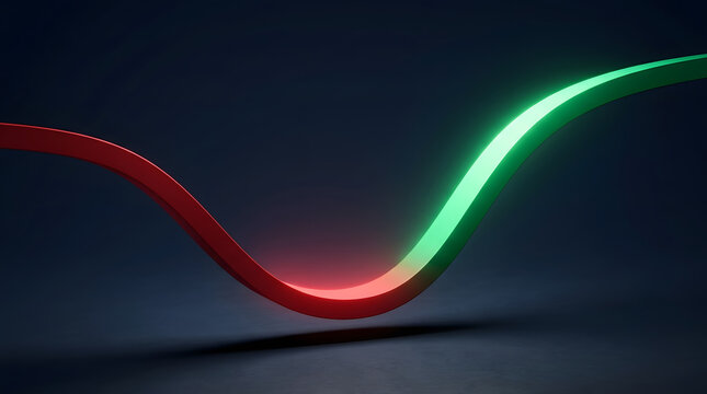 Minimalist 3D stock market concept showing growth, risk, volatility and financial momentum with clean geometric forms and cinematic light. AI Generated.