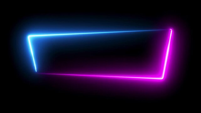 Animated neon rectangular frame with glowing blue and pink light borders isolated on black background border rectangle abstract design overlay border rectangle abstract design overlay